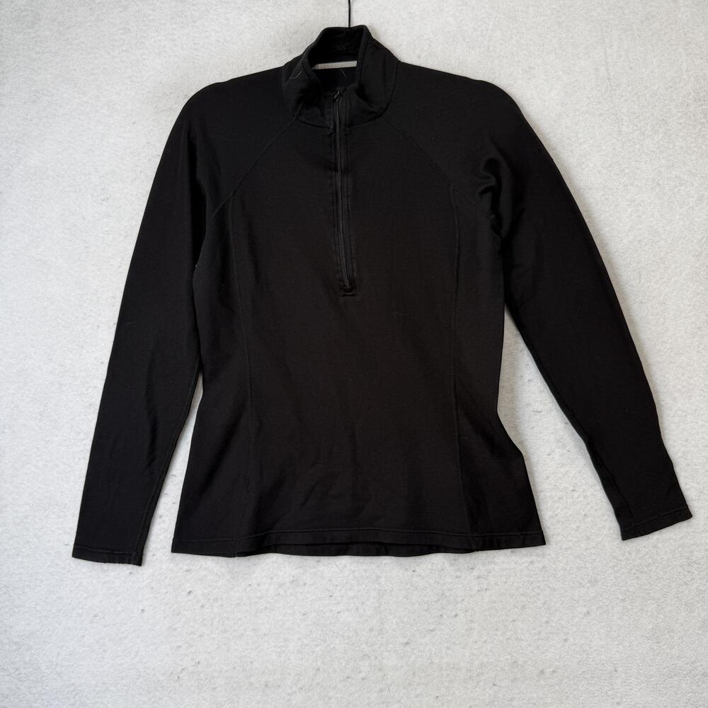 Patagonia Shirt Womens Large Black Long Sleeve 1/4 Zip Mock Neck Top Base Layer